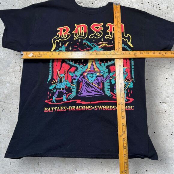 Wizard of Barge BDSM Battles Dragons Swords Magic Graphic T-Shirt Black L - Picture 9 of 9